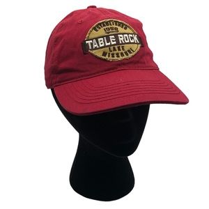 Ouray Table Rock Lake Missouri Red Cap Distressed Broken In Baseball Trucker